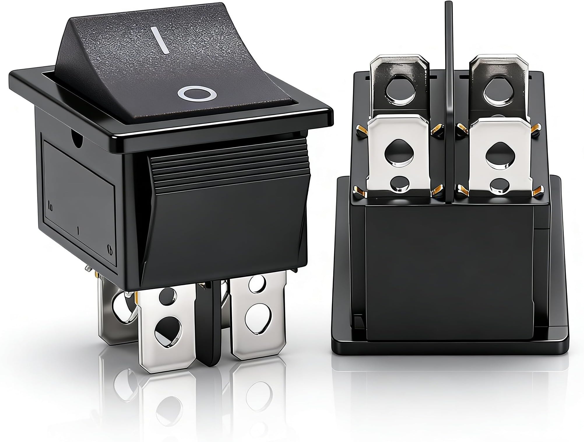 Twidec/2Pcs Rocker Switch 4 Pins 2 Position ON/Off AC 10A/125V 6A/250V DPST Car Boat Black KCD4 Rocker Switch Toggle KCD2-201