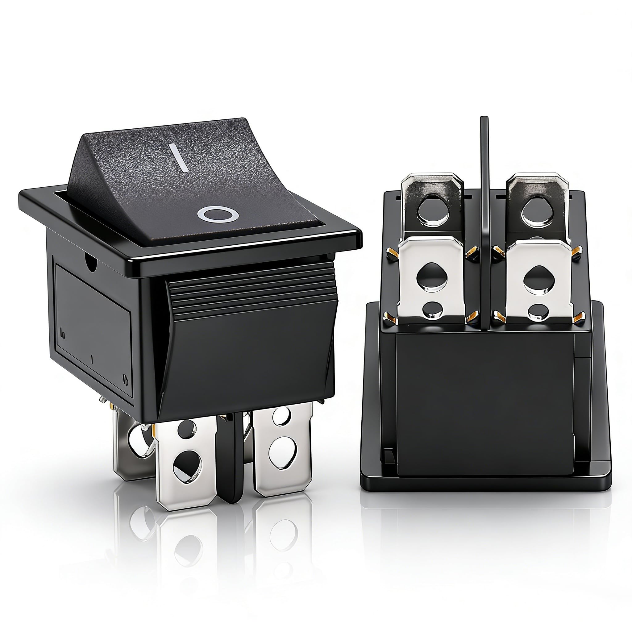 Twidec/2Pcs Rocker Switch 4 Pins 2 Position ON/Off AC 10A/125V 6A/250V DPST Car Boat Black KCD4 Rocker Switch Toggle KCD2-201