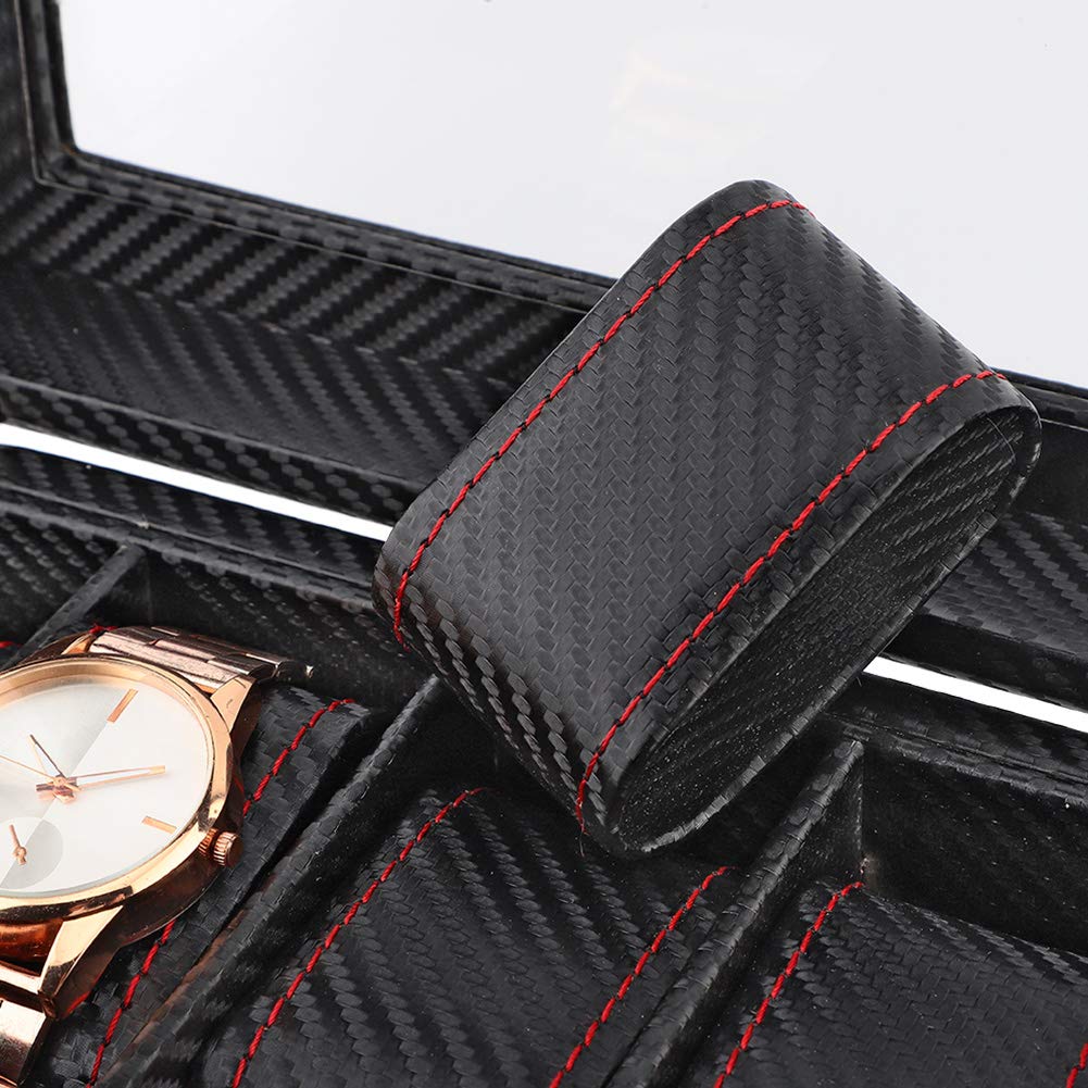 Scatola per Orologi a 10 Slot con Design in Fibra di Carbonio | Elegante contenitore per esposizione, materiali durevoli, include morbidi cuscini
