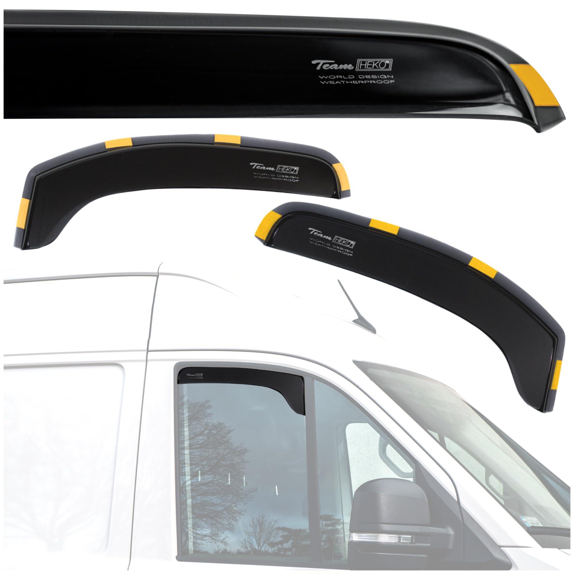 HEKO - Compatible con Renault Trafic 2001-2014 Deflectores Para Ventanas Laterales; Delanteros; Dos Piezas; Deflectores de Aire Antilluvia, Oscurecidos, Aerodinámicos; Instalación Rápida y Sencilla