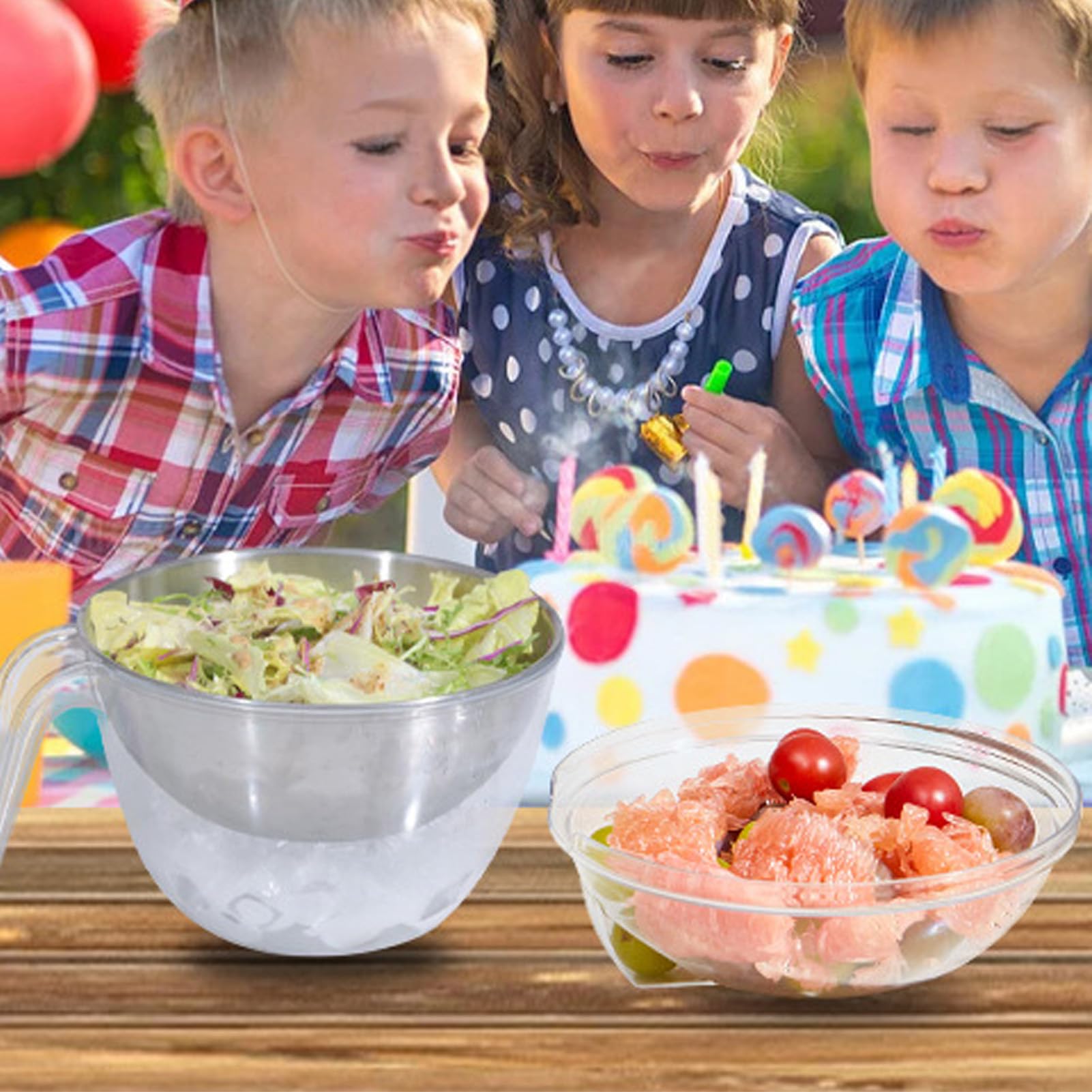 Salatschüssel Aus PC Mit Deckel, 2er Set, 1195g | Edelstahl Innenschale Hält Salate Und Obst Über Stunden Kühl