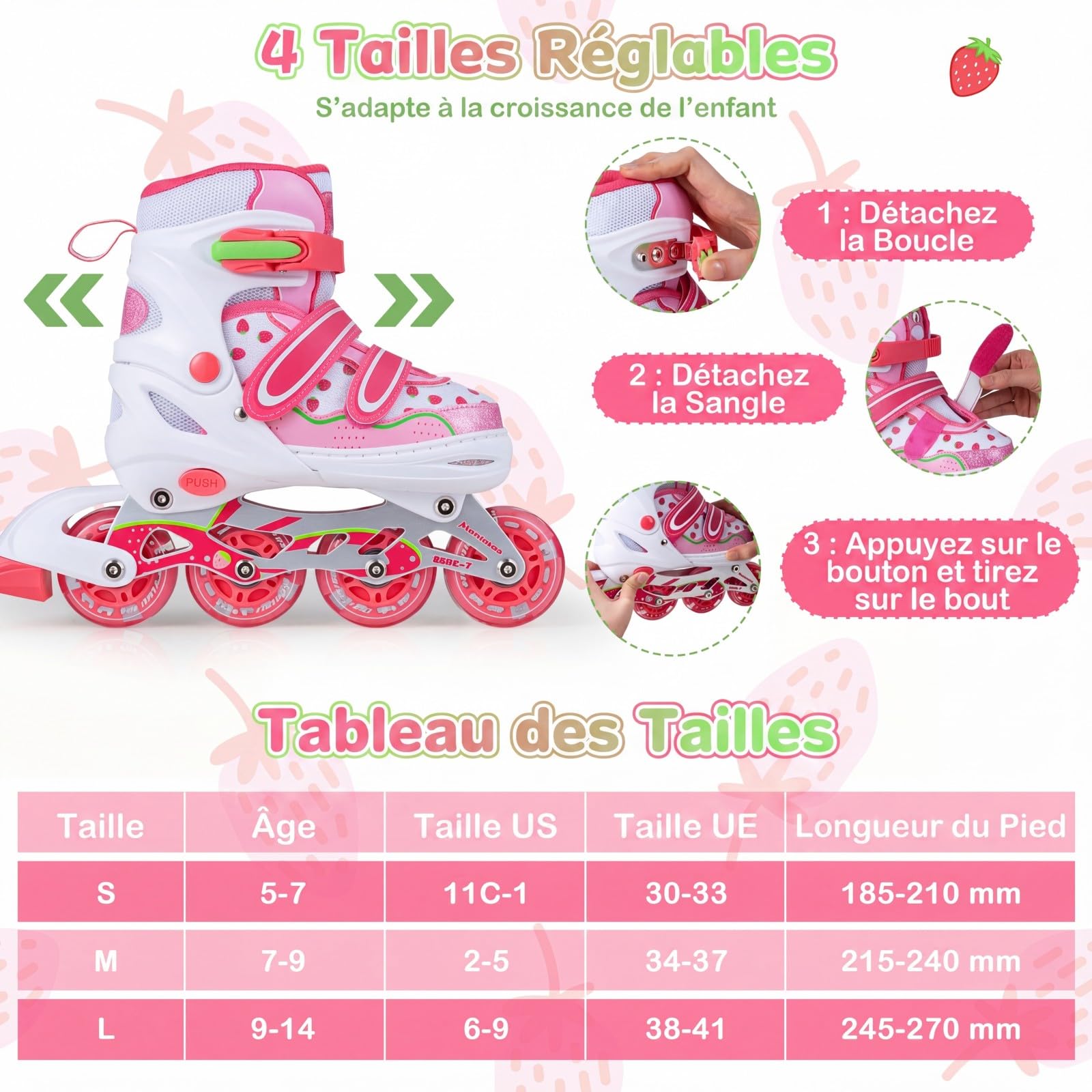 COSTWAY Patins à roulettes pour Enfants de 5 à 14 Ans
