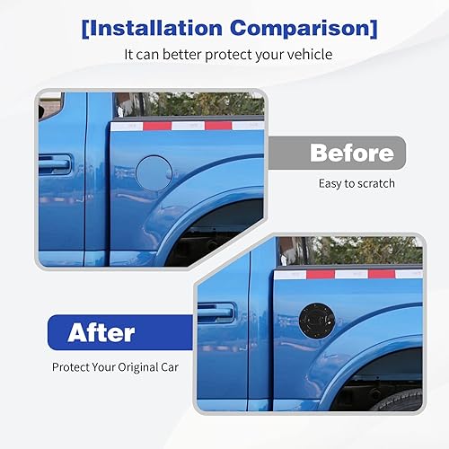 Miniatura 4 de Para F150 Tapa de gasolina Llenadora de combustible Tapa de tanque de puerta Trim para Ford F150 2004 2005 2006 2007 2008 Negro Exterior Accesorios