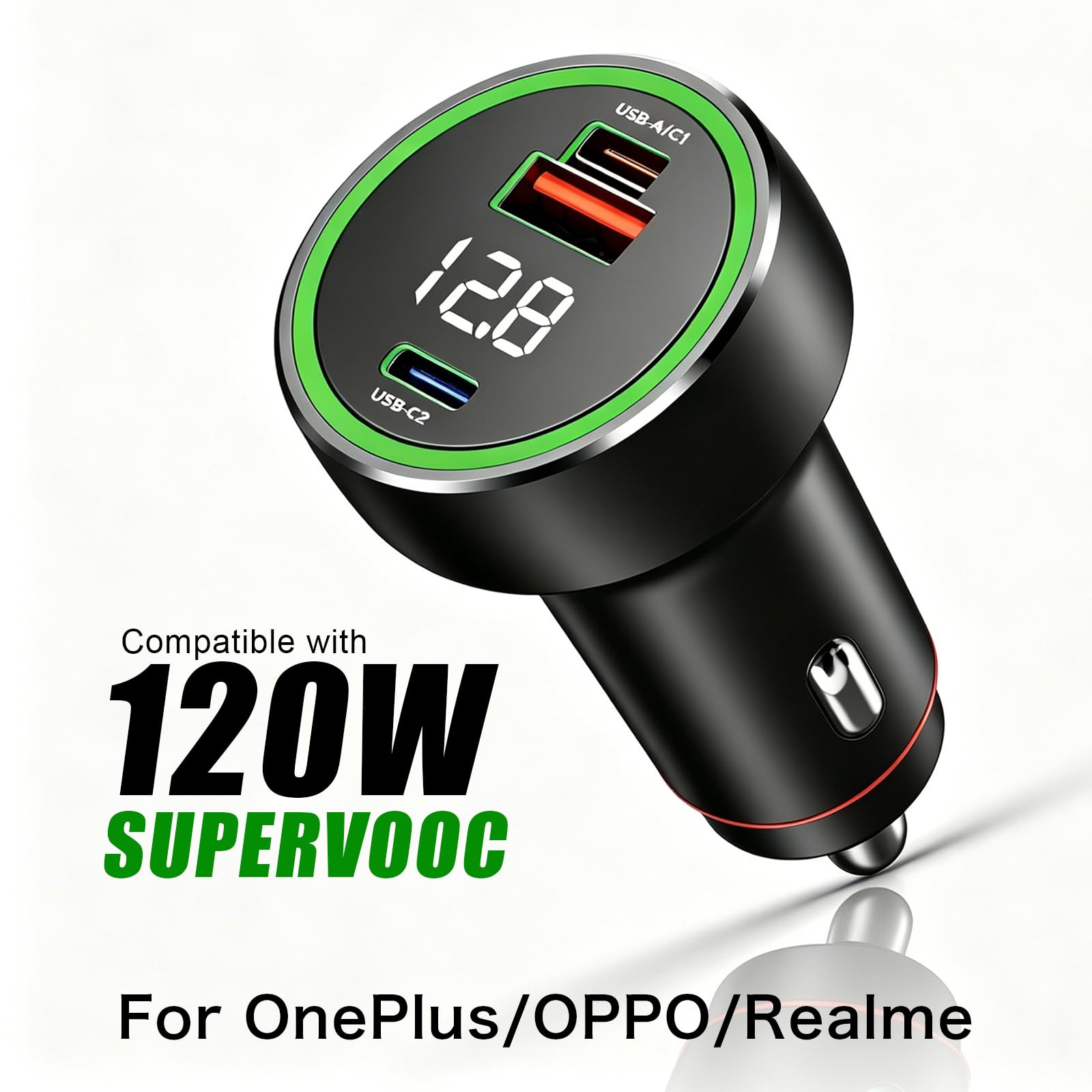 SuperVook ładowarka samochodowa 120 W do OnePlus, Oppo i Realme (kabel C (2 m)
