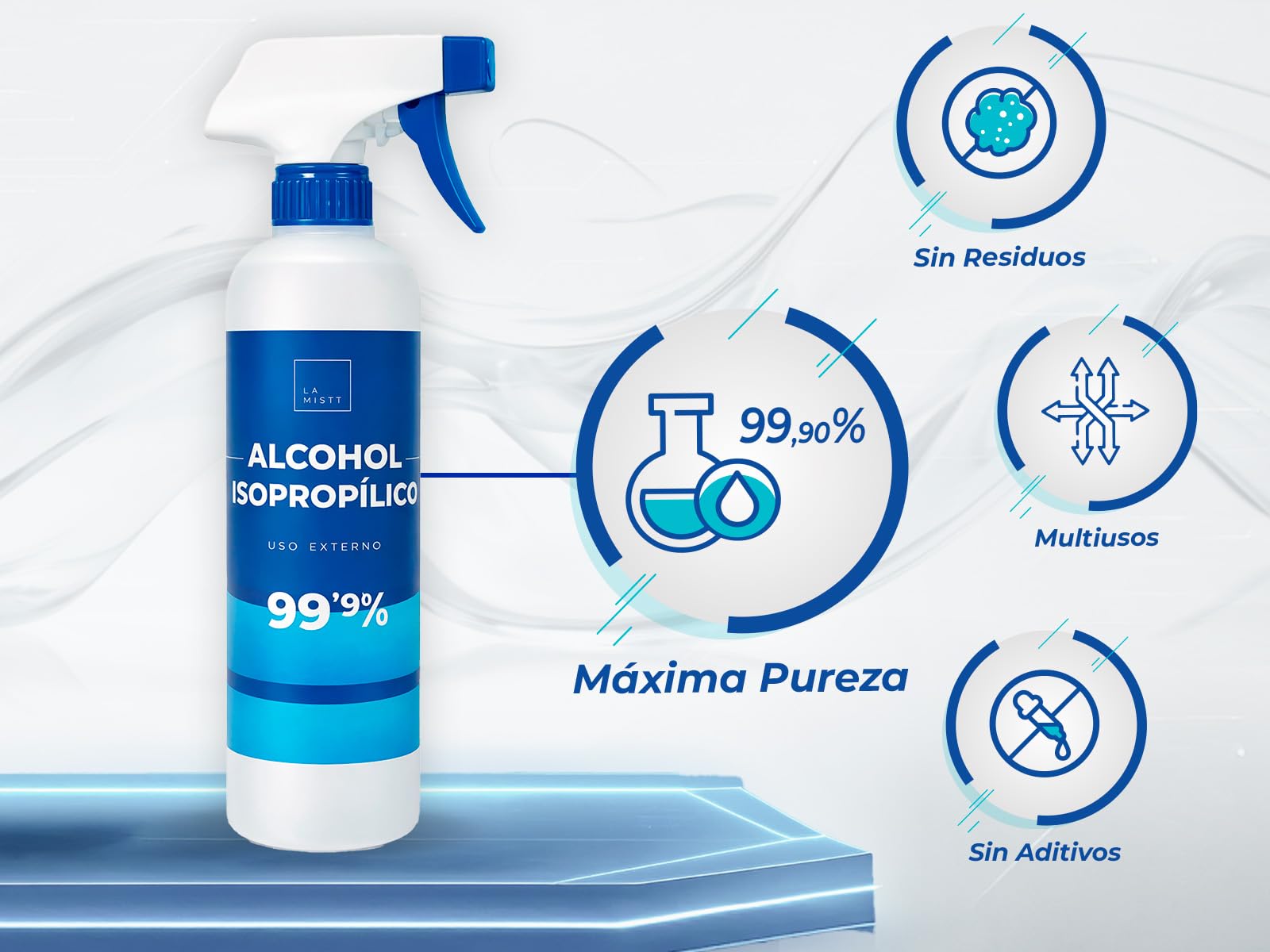 Alcohol Isopropílico 99,9% Puro Spray 1000 ml Limpieza Componentes Electrónicos
