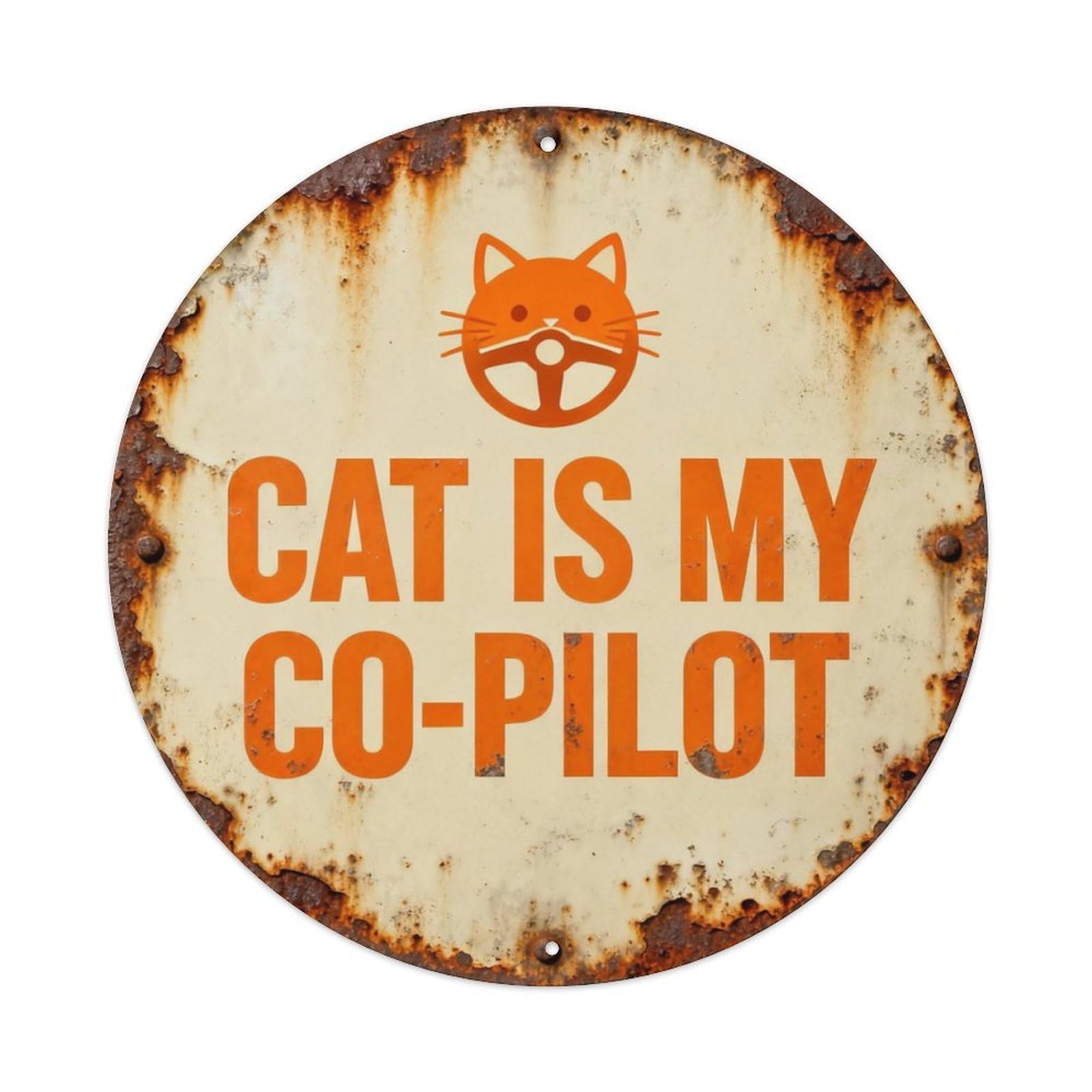 CAT IS MY CO-PILOT Metal Tin Sign Plaque