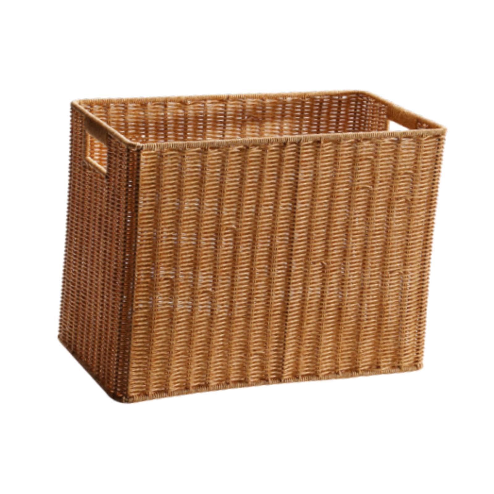 Bothyi Imitation Rattan Basket Poster Basket Simple Handwoven Basket Cabinet Storage Basket for Dorm Hotel Household Office, L