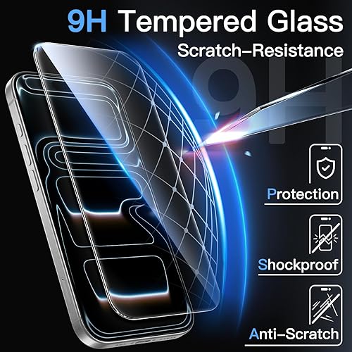 Vista 35 de JETech Protector de pantalla para iPhone 15 Pro Max de 6.7 pulgadas, película de vidrio templado con herramienta de fácil instalación, compatible