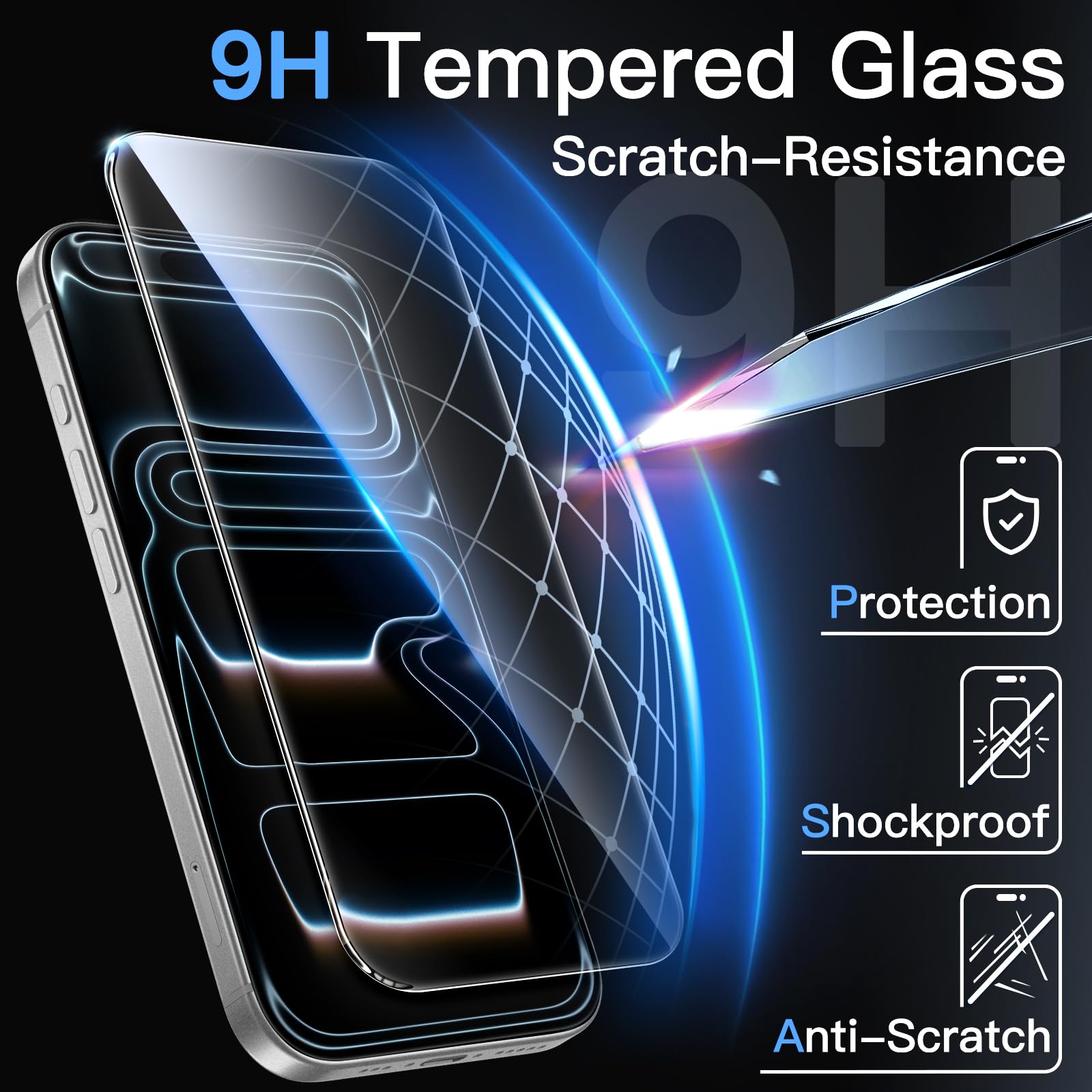 JETech Pellicola Protettiva per iPhone 17 Pro Max 6,9 Pollici, Vetro Temperato Film con Strumento di Facile Installazione, 9H Durezza, Compatibile con Custodia, 3 Pezzi