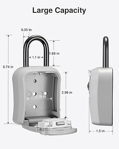 Miniatura 6 de Puroma Caja de cerradura de llave, caja de seguridad portátil de combinación para montar en la pared, caja de almacenamiento de llaves para llaves