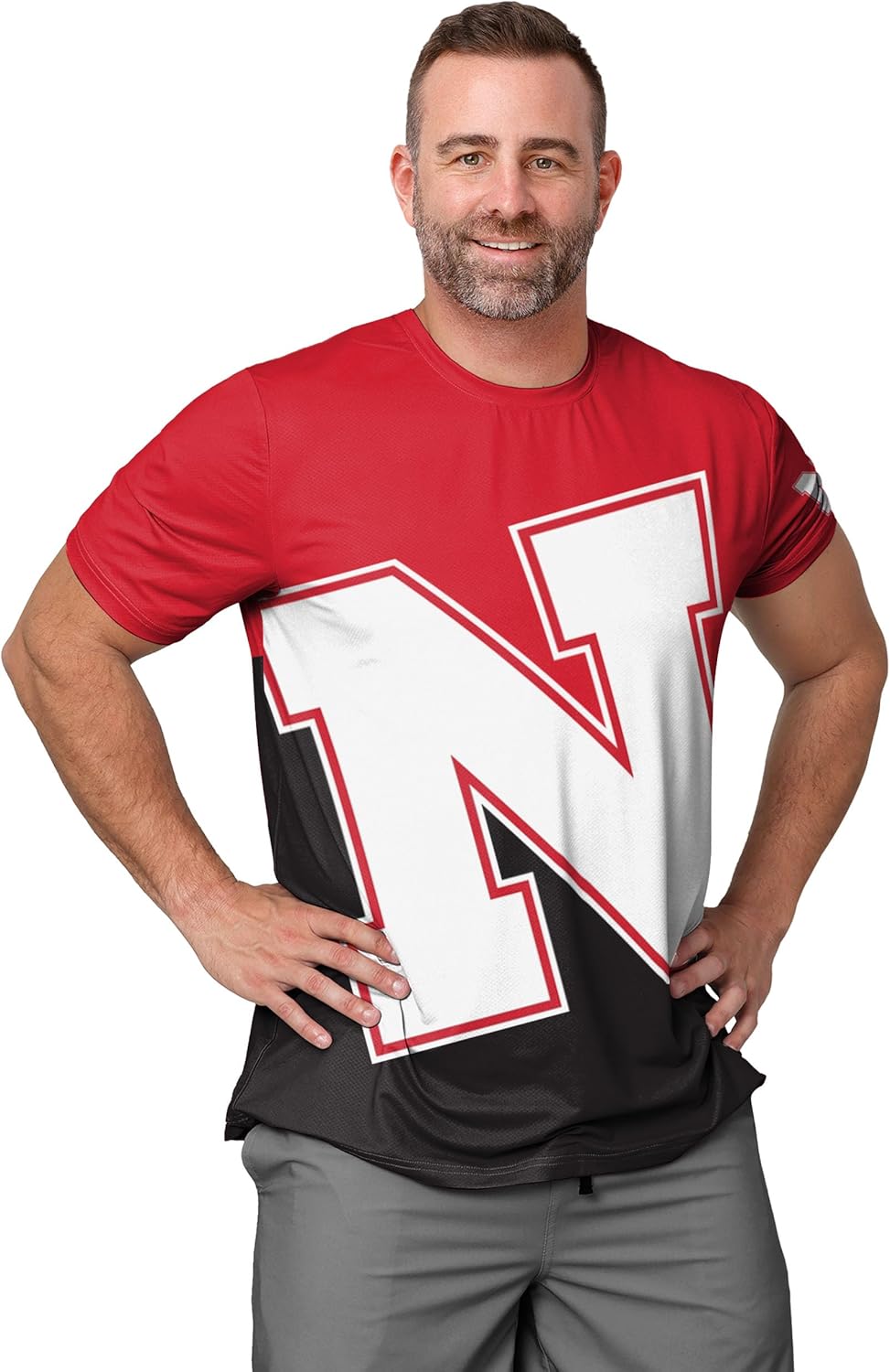 foco men's ncaa college team cropped big logo rash guard swim shirt nebraska cornhuskers xx-large colorblock