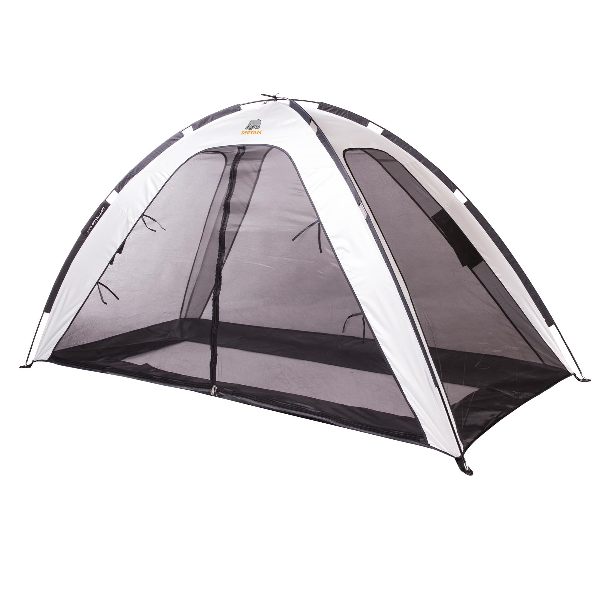 Deryan Tente de Lit - Moustiquaire Lit Double - Tente Lit - Compact et Léger - 200x90x110cm - Moustiquaire Lit & Moustiquaire Voyage avec Sac de Transport - Ivoire