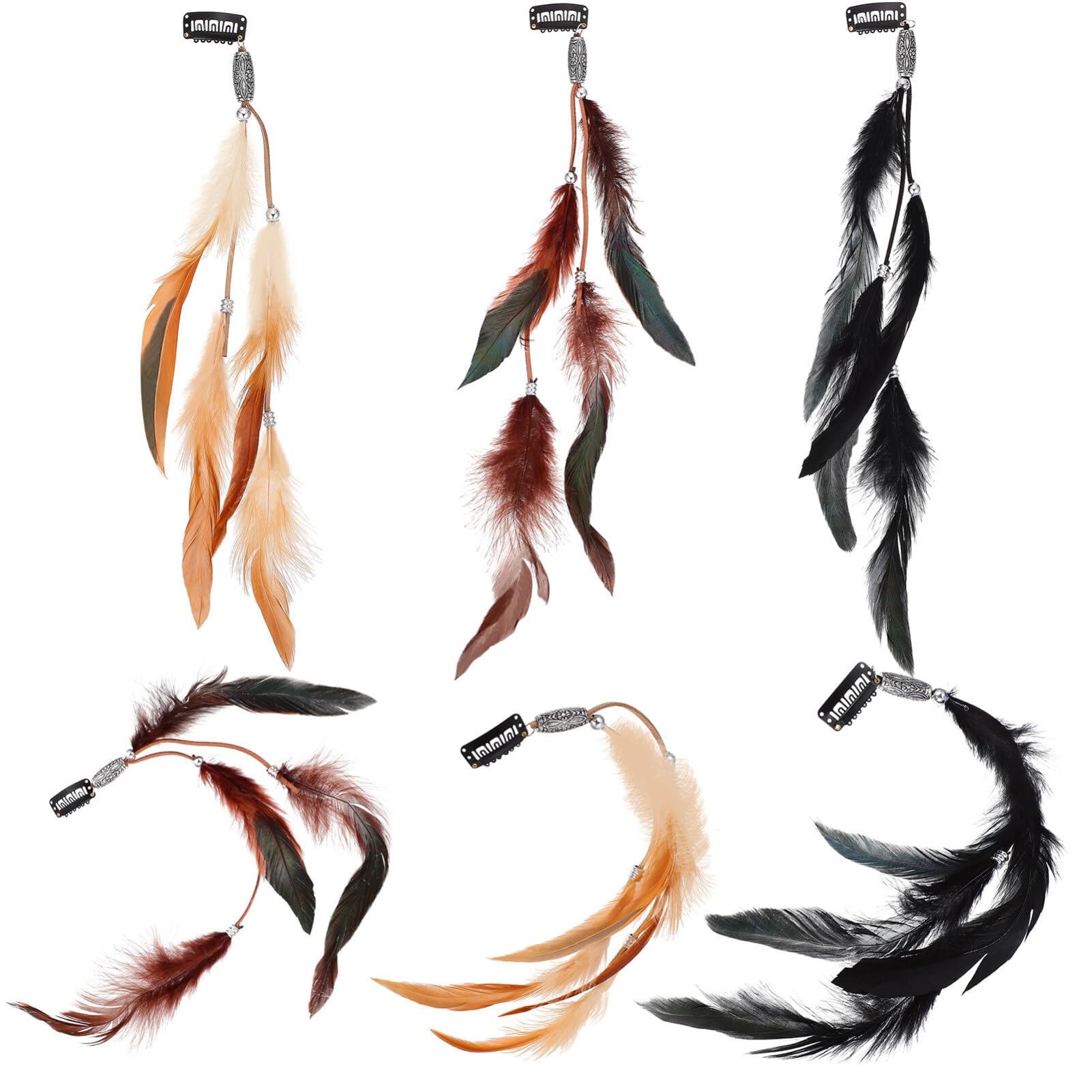 SHERCHPRY 6pcs Hair Accessories Women's Hair Extension Headpieces Vintage Tassel Clips