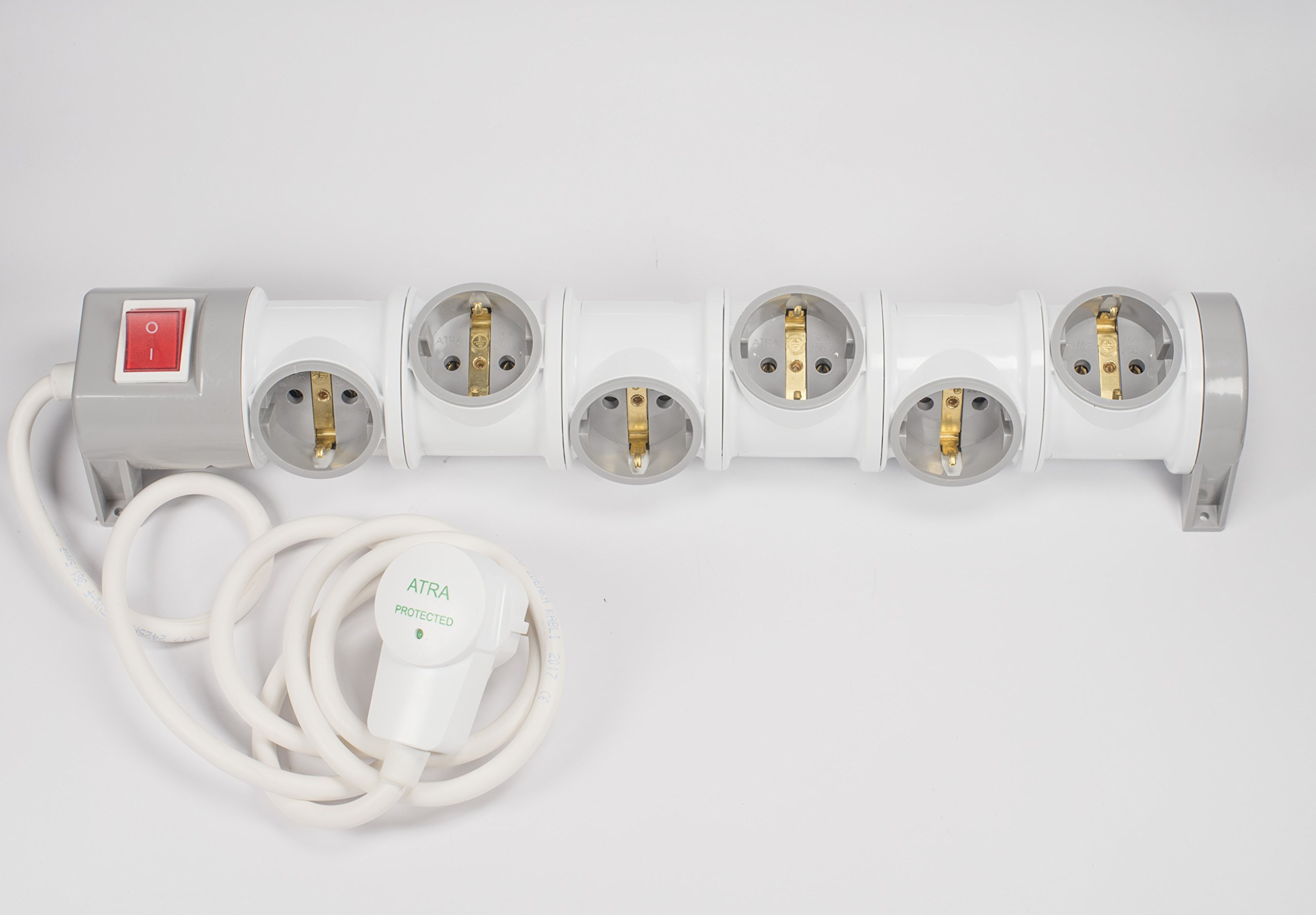 Schuko Steckdosenleiste mit Schalter und Stecker mit Überspannungsschutz mit 1.5 und 3 Meter Zuleitung (6-fach mit 1.5 m Kabel)