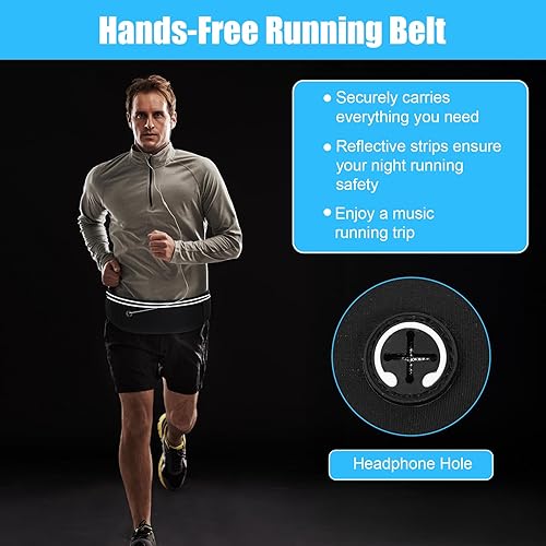 Miniatura 5 de Riñonera para correr para mujeres y hombres, bolsa impermeable reflectante con soporte para teléfono, bolsa deportiva ajustable para entrenamiento,