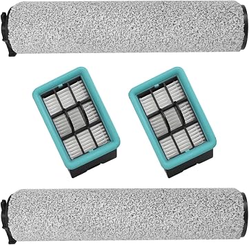 Compatible with for CrossWave HF2 3845N 3831 Floor Scrubber, 2 Pack Roller Brushes and 2 Pack Filters for Replacement Parts Kit