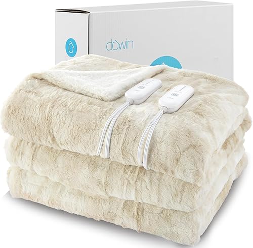 Dowin Manta térmica de piel sintética, tamaño Queen, manta eléctrica Sherpa con 5 niveles de calentamiento rápido y 10 horas de apagado automático, disponible en Yaxa Peru
