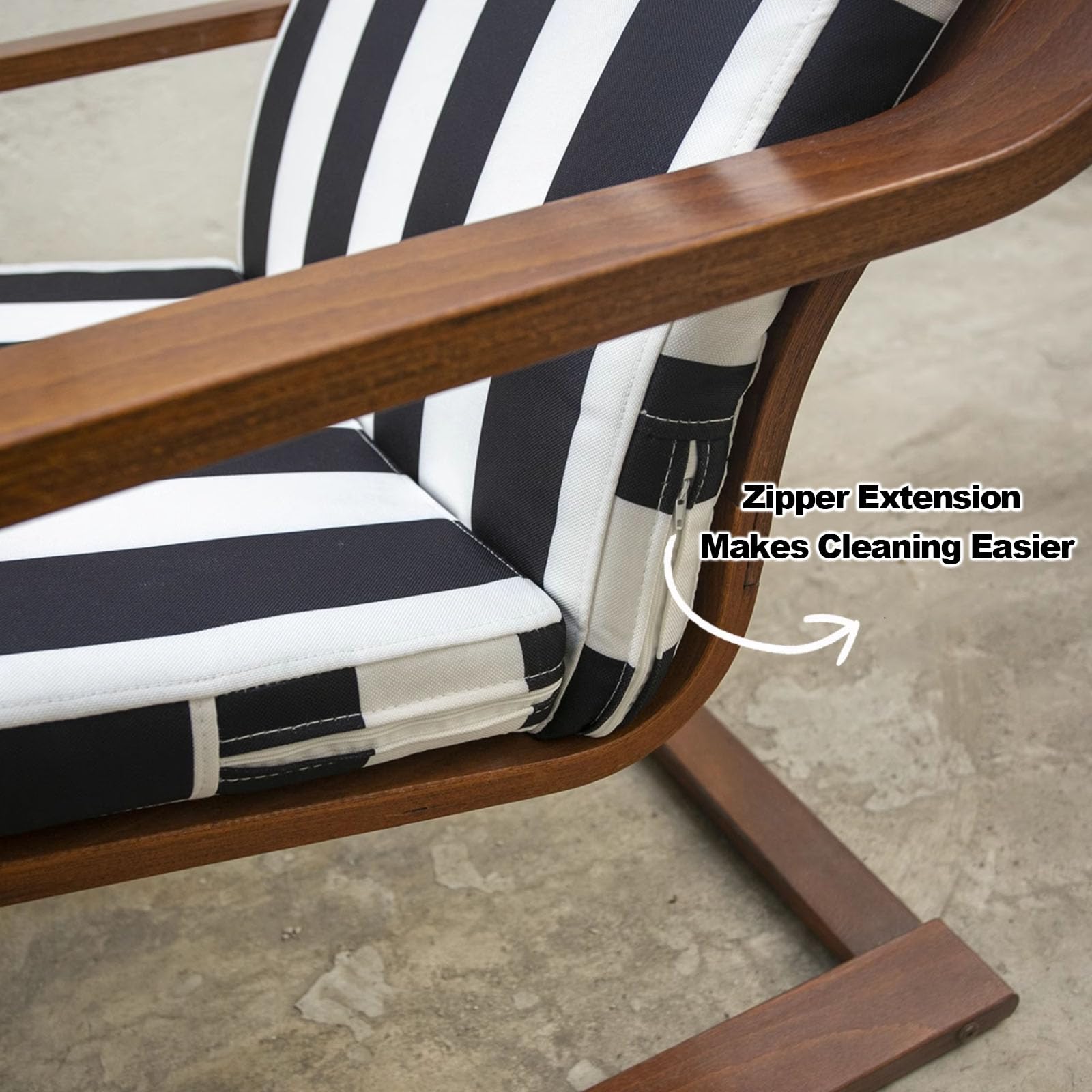 Cuscino per sedia Poang, moderno cuscino per poltrona con fodera sfoderabile, cuscino per poltrona multicolore, fodera per sedia in cotone e lino/poliestere,Beige