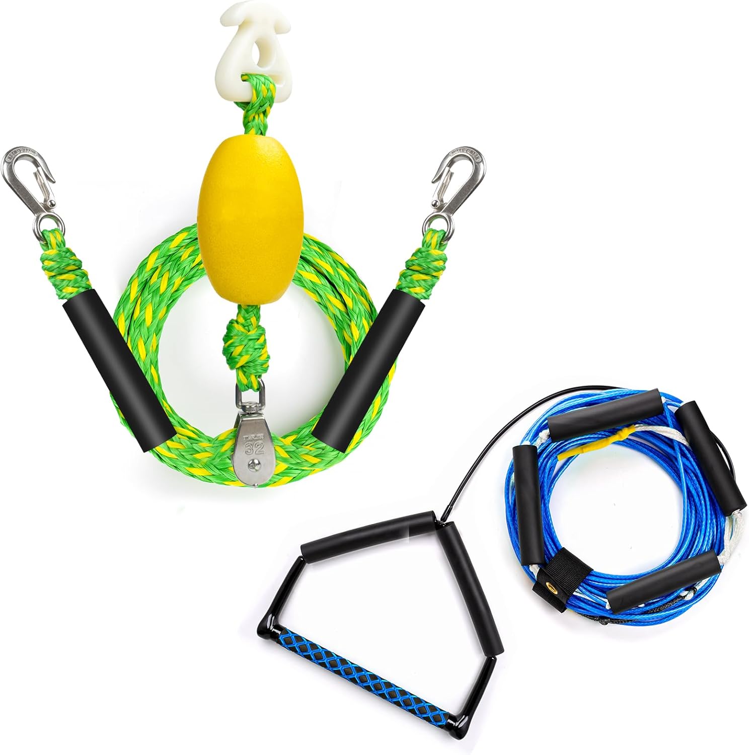 Self Centering Boat Tow Harness for Tubing, No Stretch Dyneema Wakeboard Tow Rope