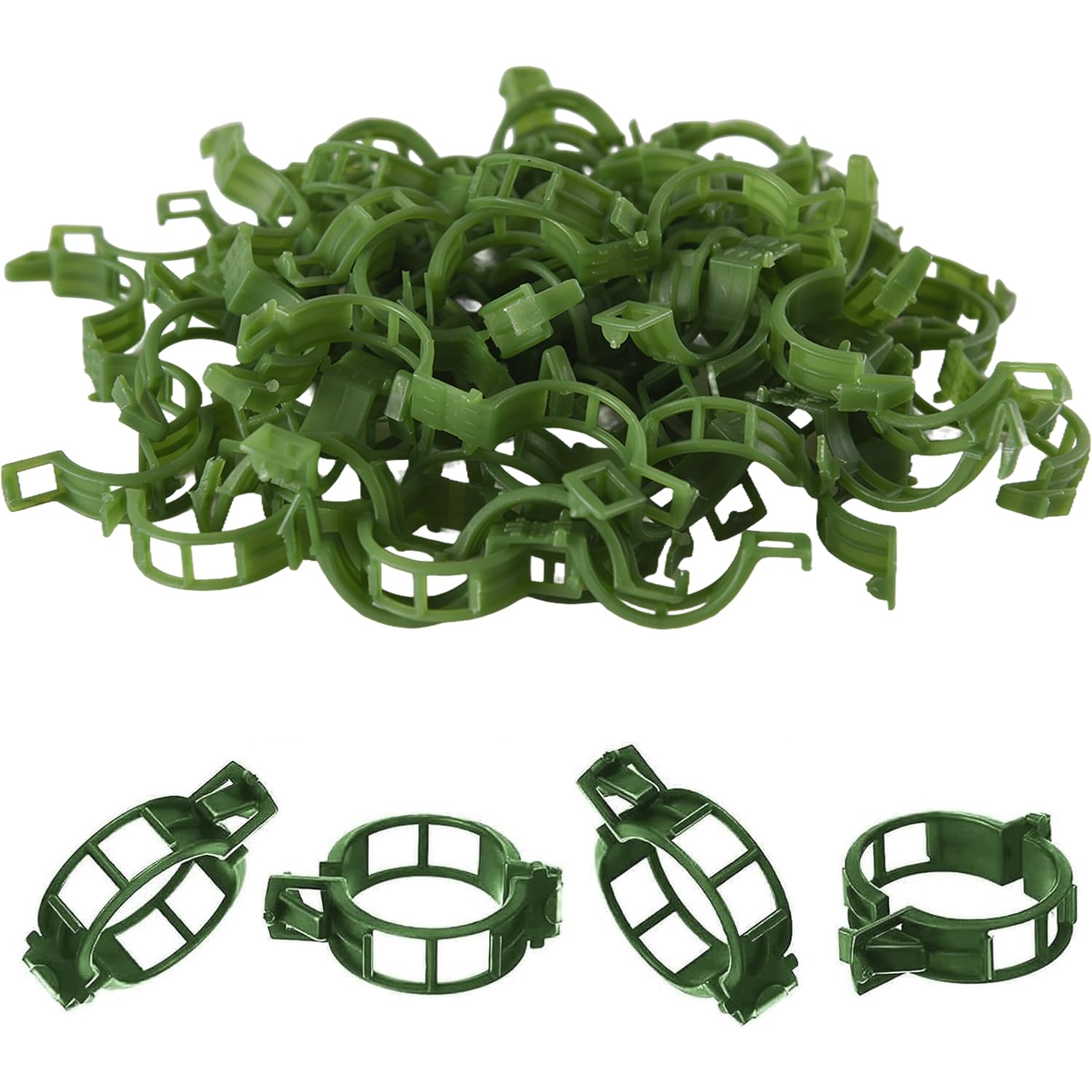 50 Pcs Plant Clips, Garden Plant Support Clips Vine Clips Flower Stem Clips,Plastic Trellis Clips,Plant Clips for Climbing Plants,for Fixing Cucumbers Tomato Cage(Green)