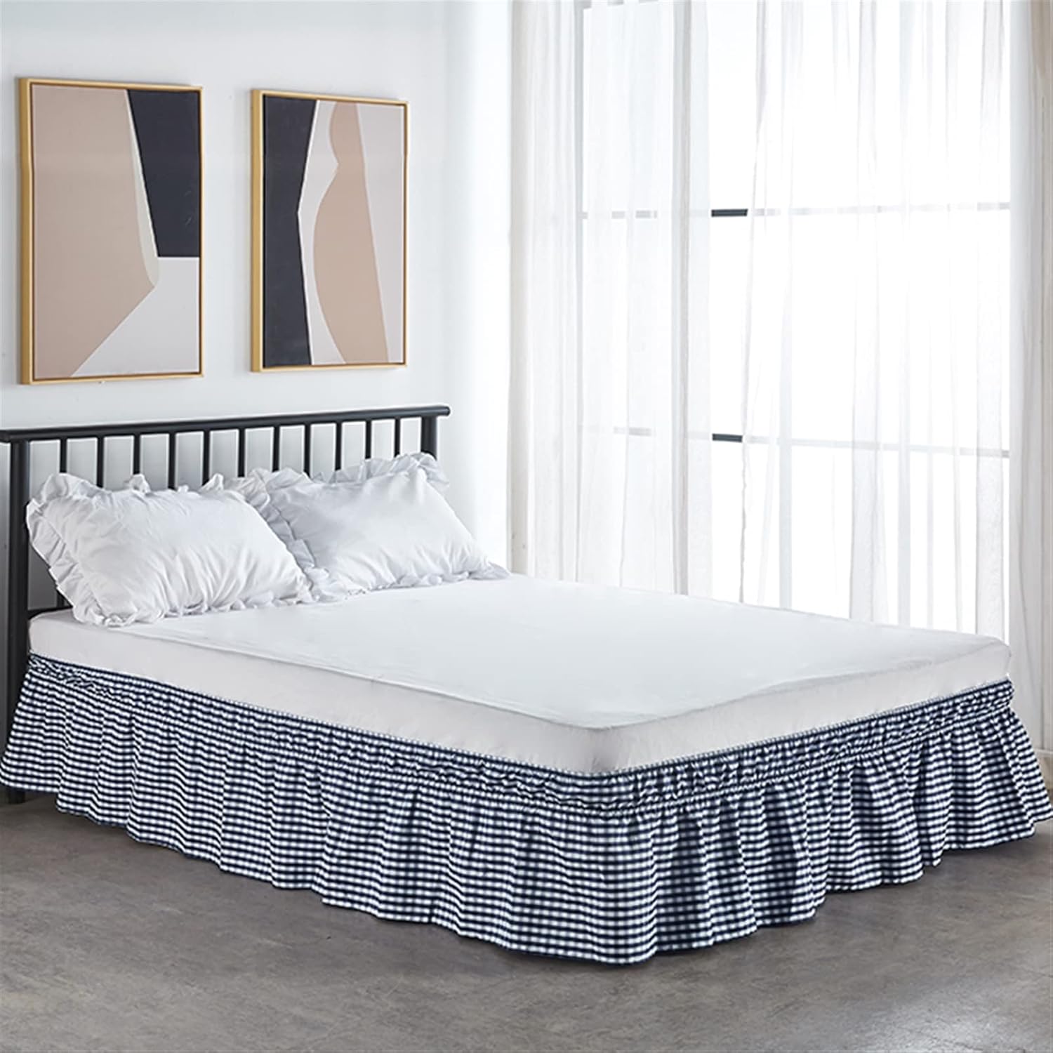 Liveinu Three Sides Wrap Around Ruffled Bed Skirt,15 Inch