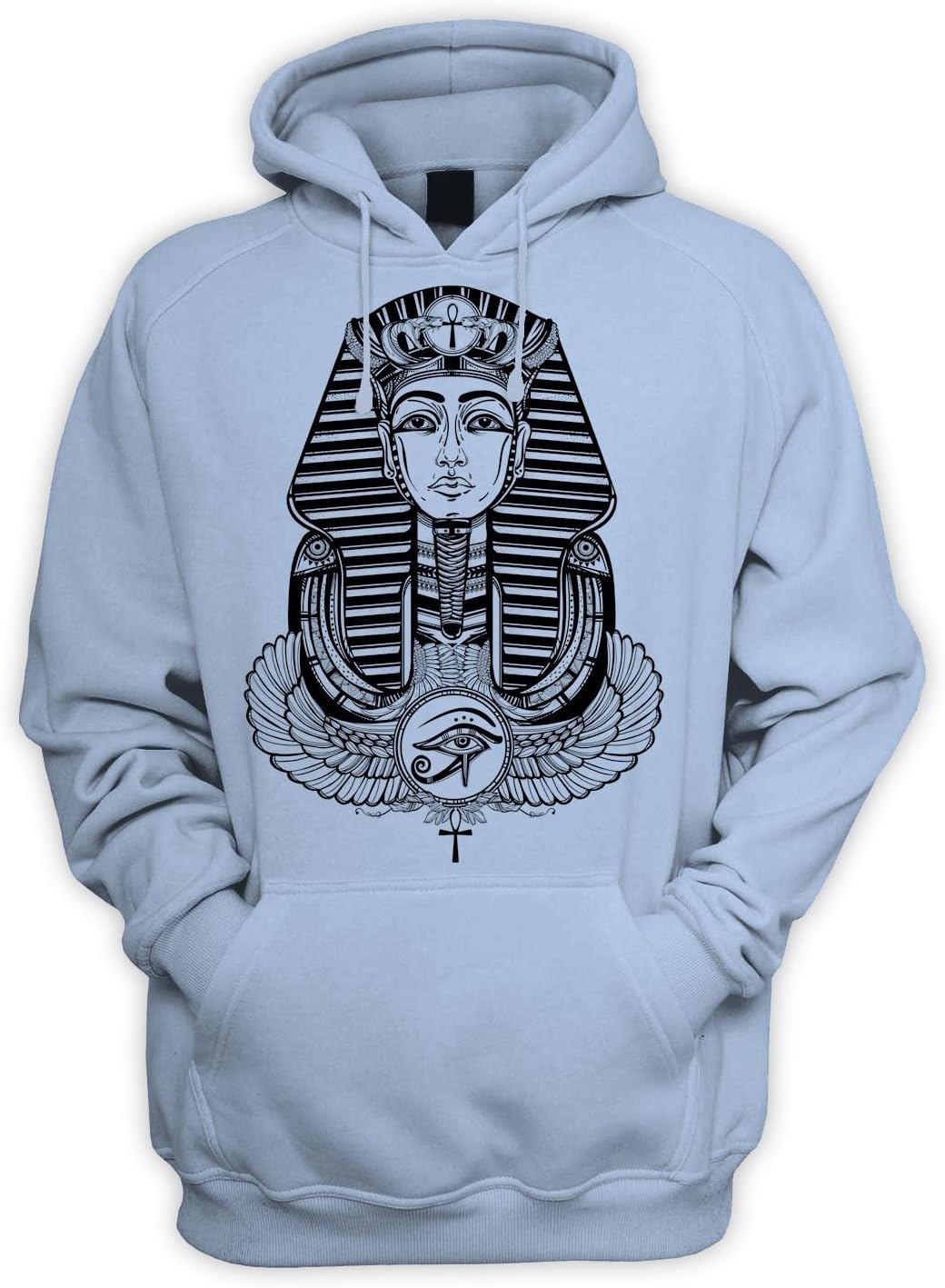 Tribal T-Shirts Egyptian Pharoah with Winged Ankh Symbol Men's Pouch Pocket Hoodie Hooded Sweatshirt