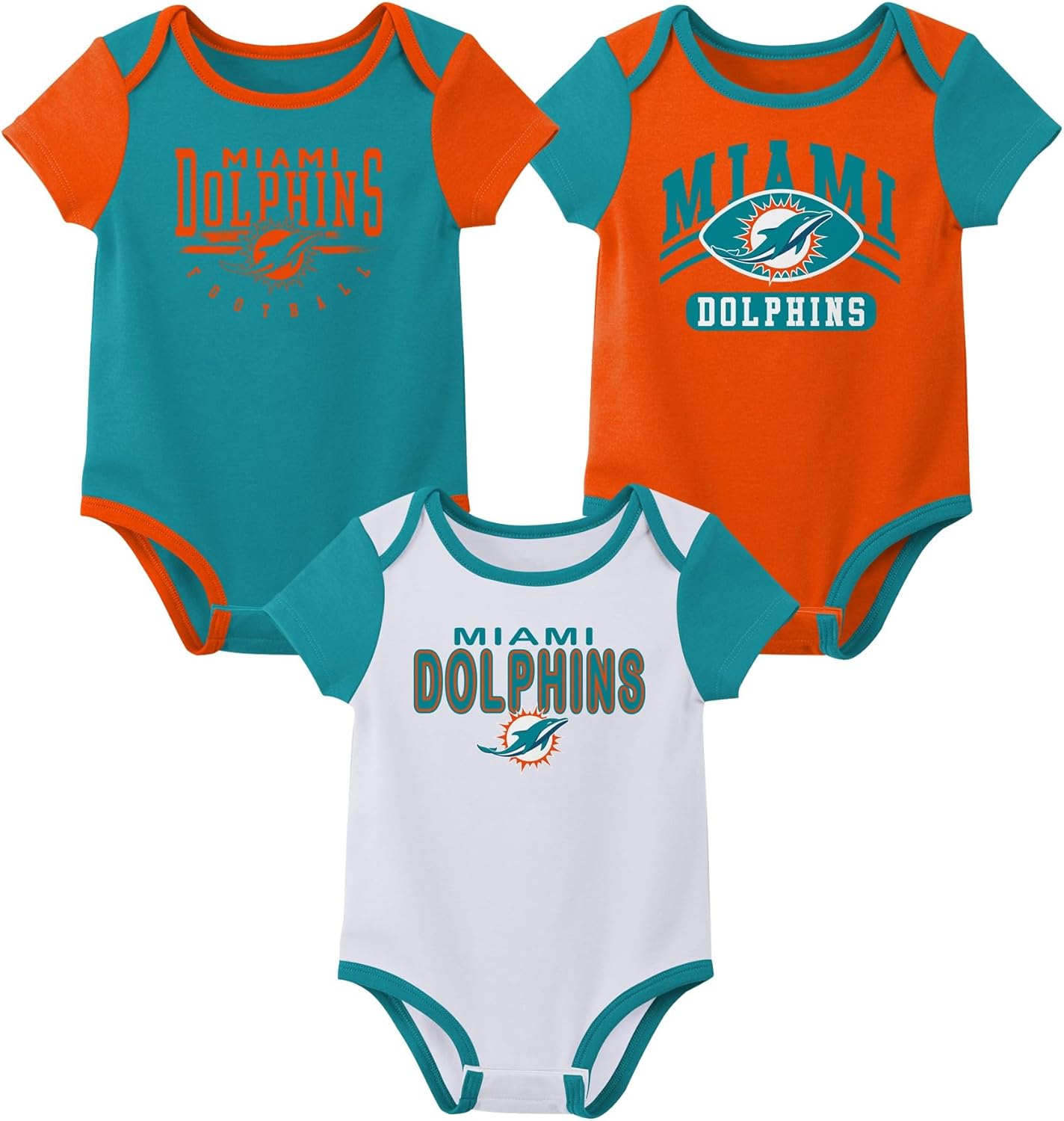 Outerstuff NFL Teams Newborn Baby and Infant Short Sleeve Bodysuit Variety 3-Pack (0-18m)