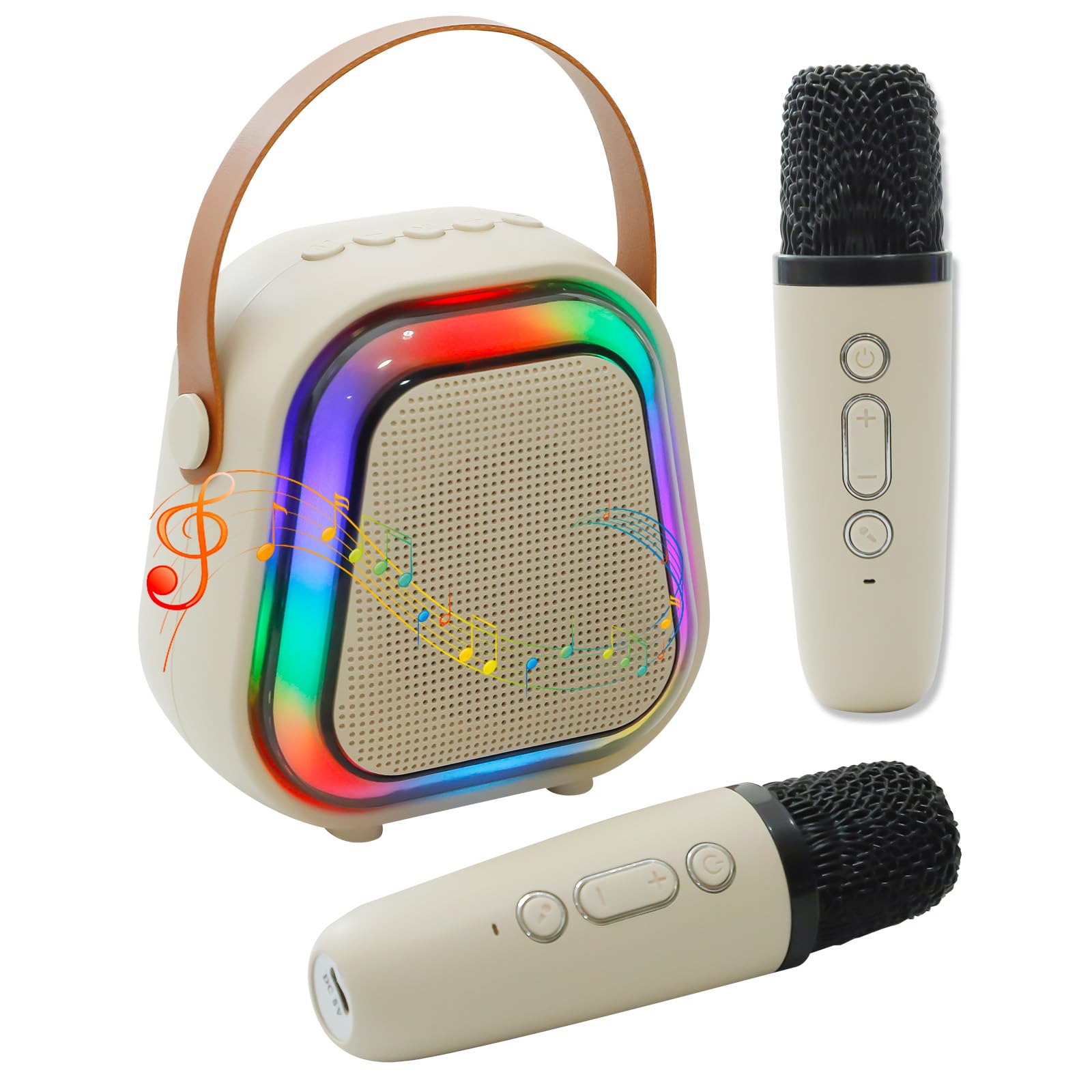 Kids Karaoke Machine, Portable Bluetooth Speaker with 2 Wireless Microphones for Adults & Kids with Lights, Supports USB/TF/AUX, Birthday Gifts Ages 4, 5, 6, 7, 8,9,10,11,12+ Home Party