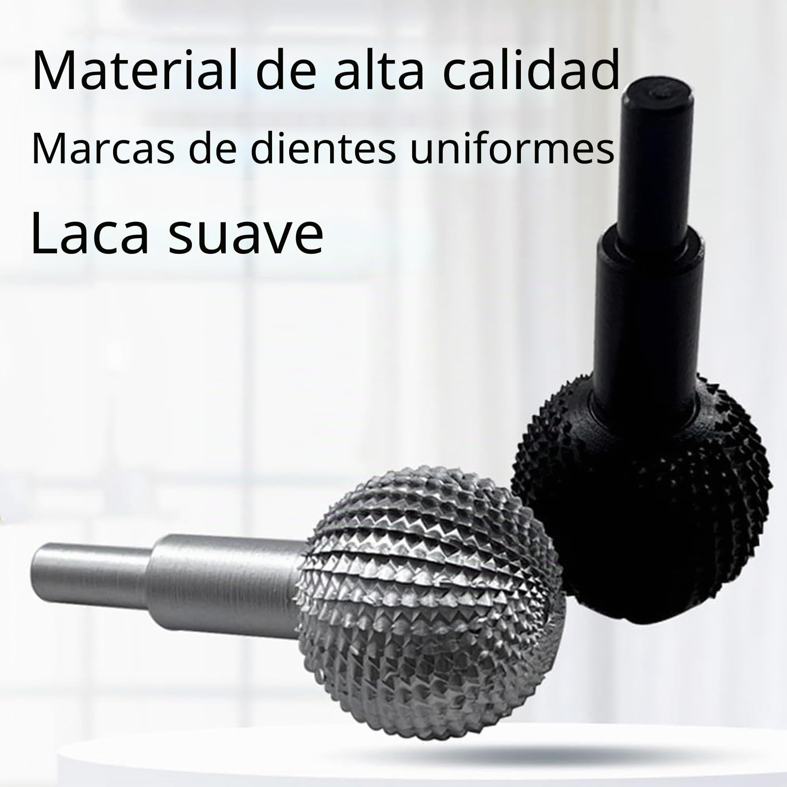 Gubia esférica para tallado de madera, cabezal esférico de molienda para tallado y lijado de madera, fresas esféricas, lima esférica de diámetro 40 mm (plata)