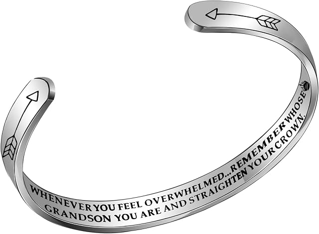 ACAROMAY Inspirational Cuff Bangle Bracelet Birthday Christmas Gift Whenever You Feel Overwhelmed Straighten Your Crown