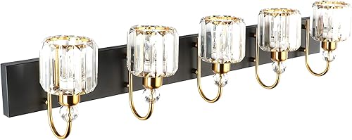Miniatura 9 de Ralbay Modern LED Crystal Bathroom Vanity Lights 3-Lights Stainless Steel Crystal Vanity Lights Over Mirror Modern Crystal Bathroom Vanity Lighting