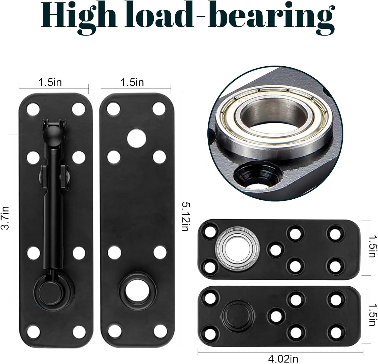 Hidden Door Hinge, Pivot Hinge - 570LBS Load-Bearing Heavy Duty 360° Door Kit Rotation Invisible Hinges for Secret Door, Hardware for Secret Doors, Bookcase