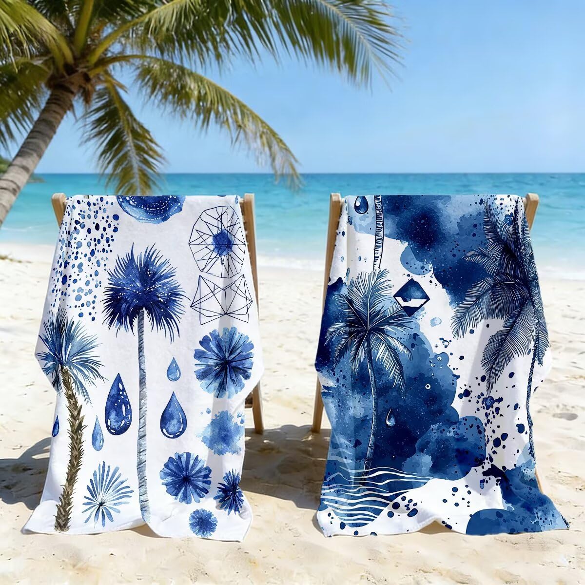 Toalla Playa 80x160 cm, Toalla Gimnasio Microfibra Secado Rapido, Juego de 2 Antiarena Toallas de Playa, Ligera Compacta Toallas Microfibra Grande para Viaje, Regalo Hombre Regalo Mujer (Árbol) -3975