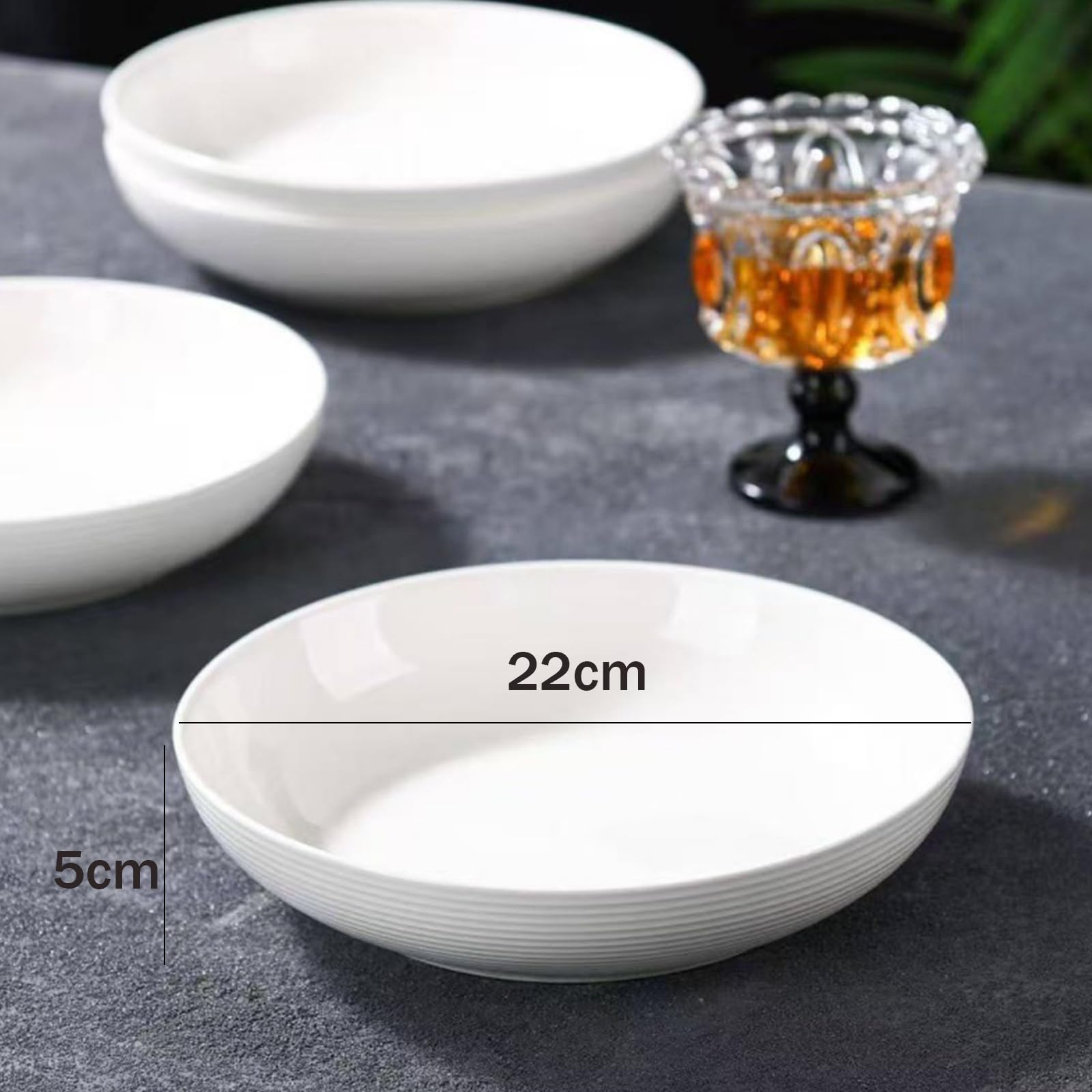 Pastateller Groß 4er Set,Tief Suppenteller Set Ø 22 cm,Salatteller, Servierteller,Nudelschalen, Ramenschalen, große Salatschalen,Mehrzweckschalen für Nudel, Pasta, Salat,Obst