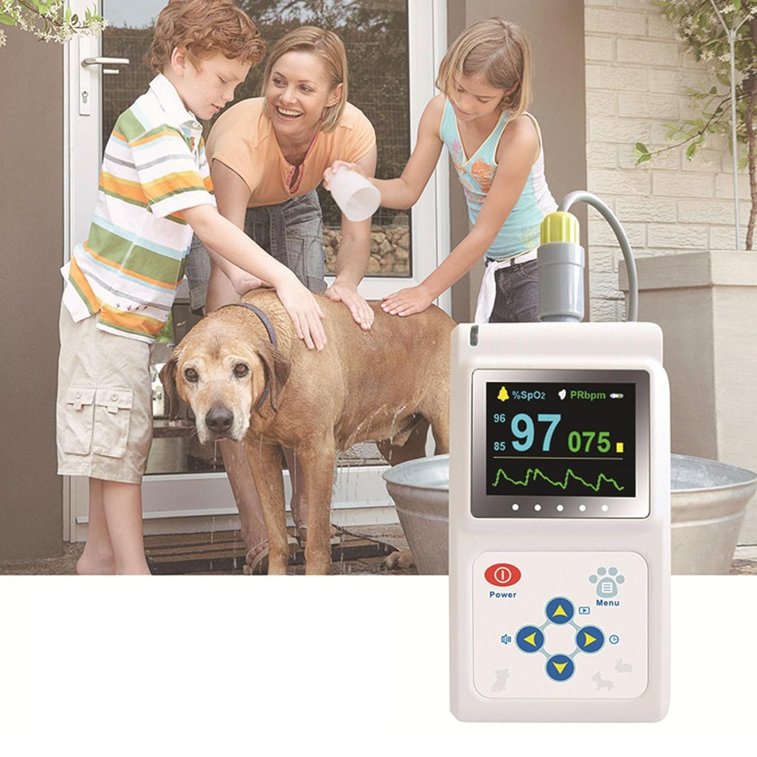 Oxímetro Veterinario portátil, Sensor SPO² para Oreja/Lengua, Monitor de frecuencia cardíaca para Animales, Pantalla de 1,8 Pulgadas, para Mascotas, Familia