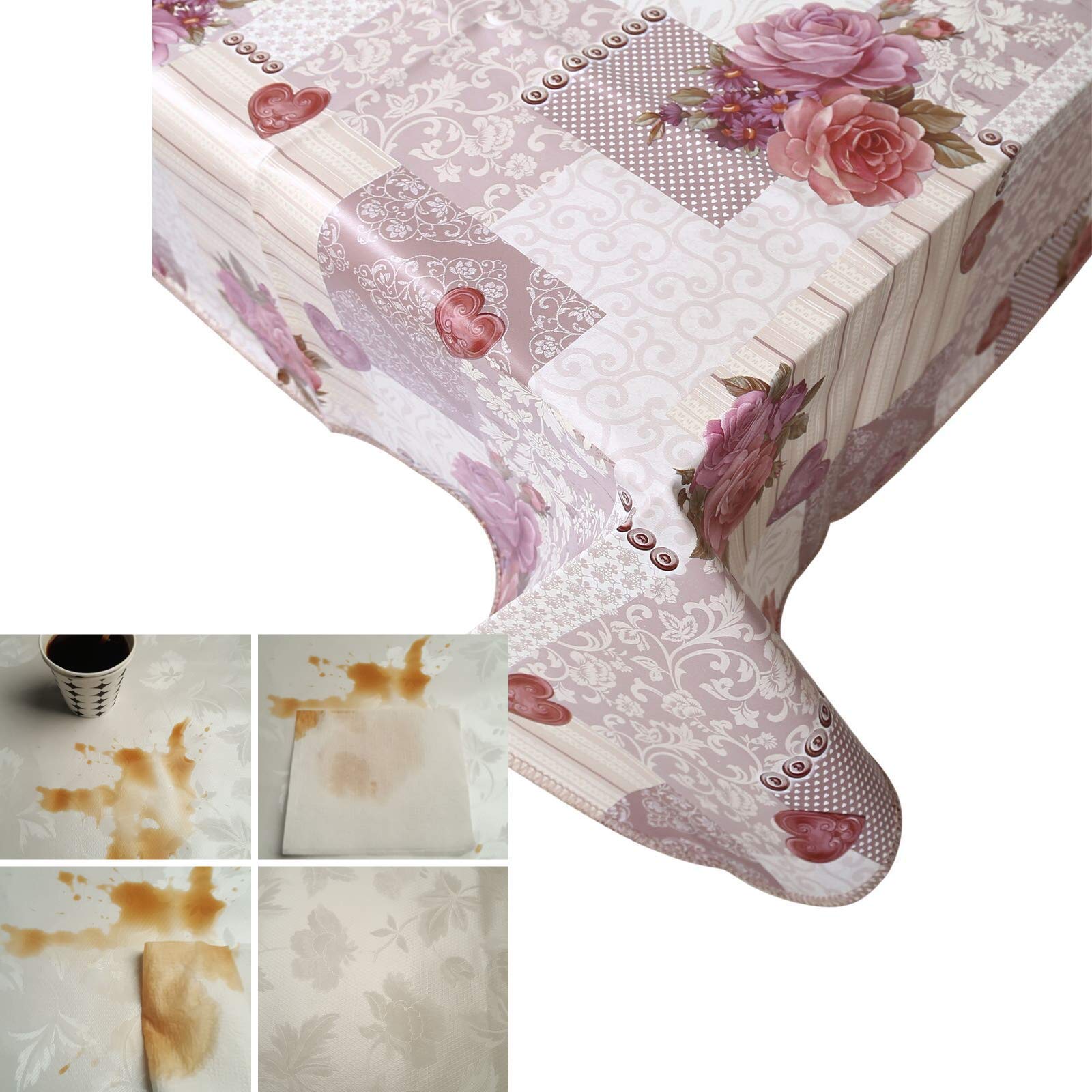Nappe de Noël - Nappe de Table Flanelle pour Noël, Anti-Tache, Facile à Nettoyer, Nappe Rectangulaire Imperméable pour Noël (140x180 cm) (Rose, 140x140)