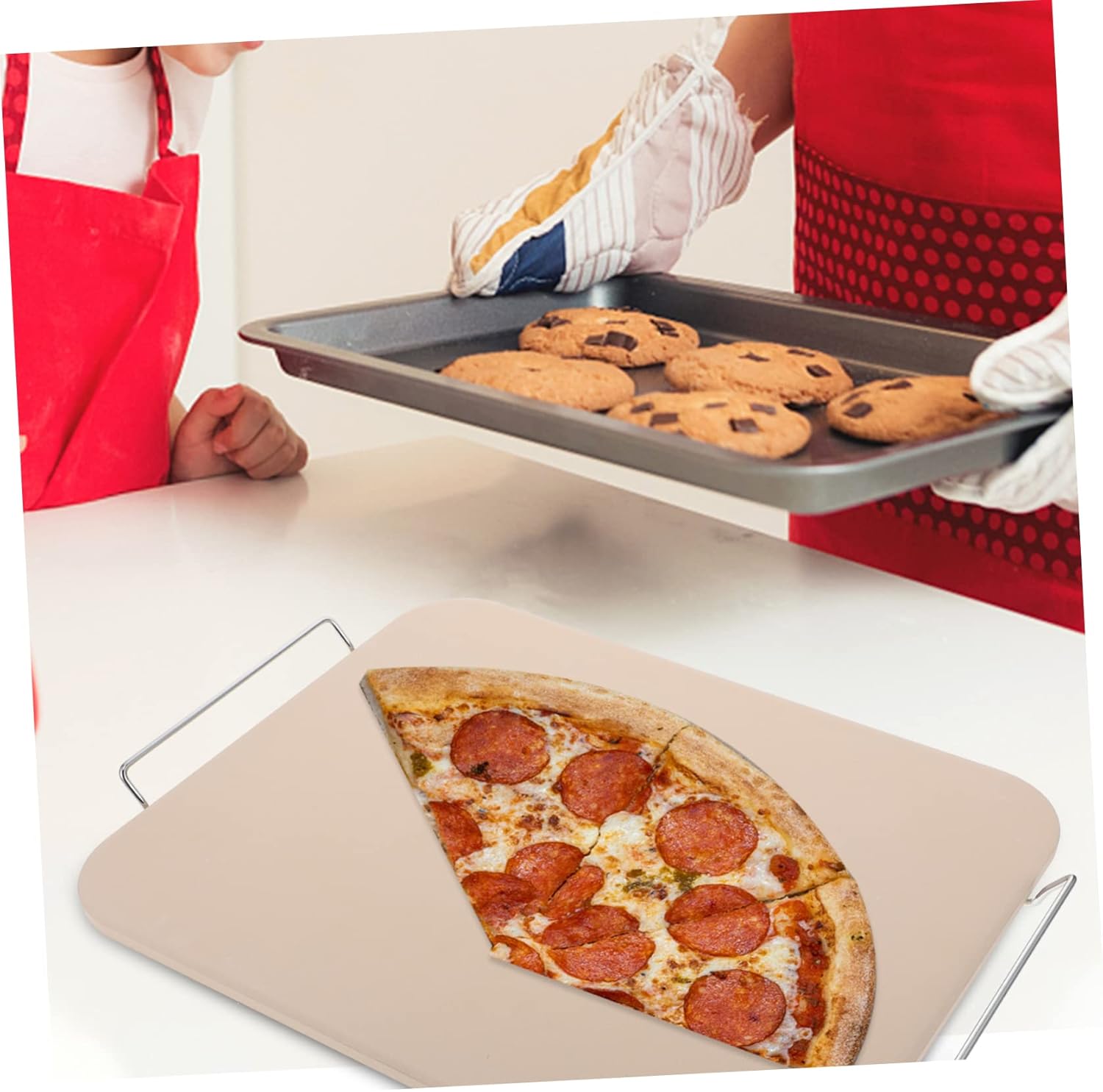 Square Cordierite Pizza Baking Tray with Wire Rack Non-Stick Pizza Bakeware for Oven and BBQ