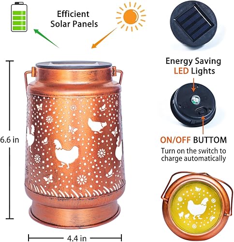 Miniatura 6 de Regalos de Navidad para mujeres, faroles solares de pollo para exteriores, impermeables, luces solares colgantes, regalos de pollo para mujeres y
