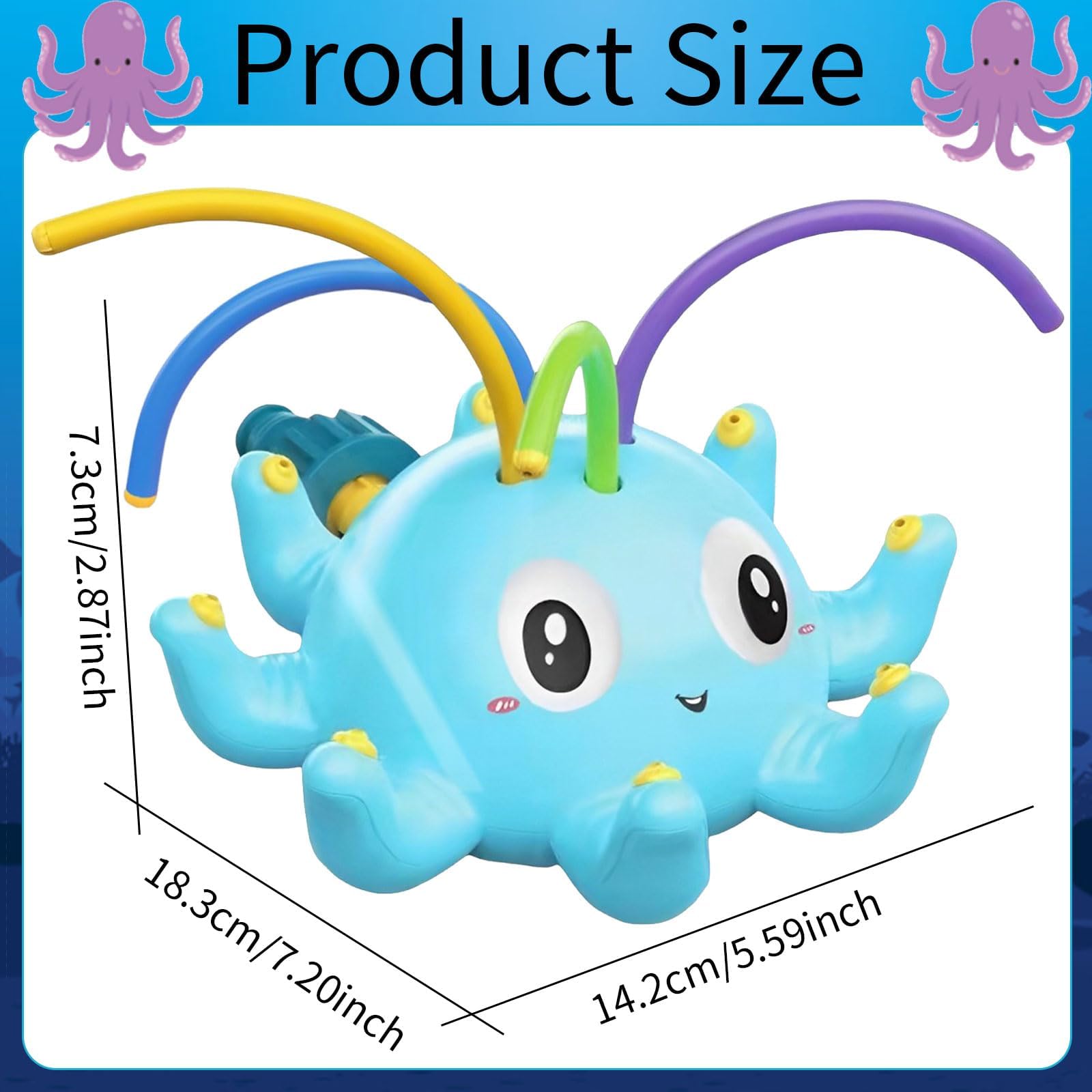 Aspersor De Agua Para Niños Al Aire Libre, Juguete De Agua Para Niños, Aspersor De Agua Para Jardín, Rociador De Césped De Pulpo Para Niños, Juguete De Baño Para Exteriores, Azul Y Rosa