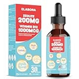 Elabora 60ML Zeolite Drops for Kids and Adults, Organic Chlorella, 200mg Zeolite Liquid Drops with 1000mcg Vitamin B12,10 Billion CFU & Prebiotics for Gut Support & Speech, Immune, Bone, Strawberry
