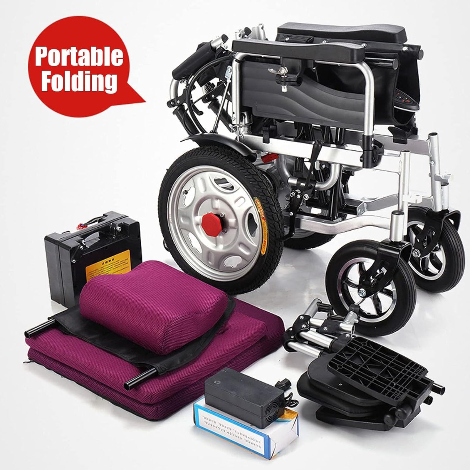 silla de ruedas eléctrica de alta resistencia potente motor doble compacto de ayuda a la movilidad de ruedas de ancianos Vehículos de movilidad para discapacitados Scooters (Color : A)