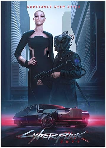 Displate Póster de metal oficial Cyberpunk 2077, montaje magnético, incluye obras de arte modernas para decoración de pared, estilo neomilitarismo,