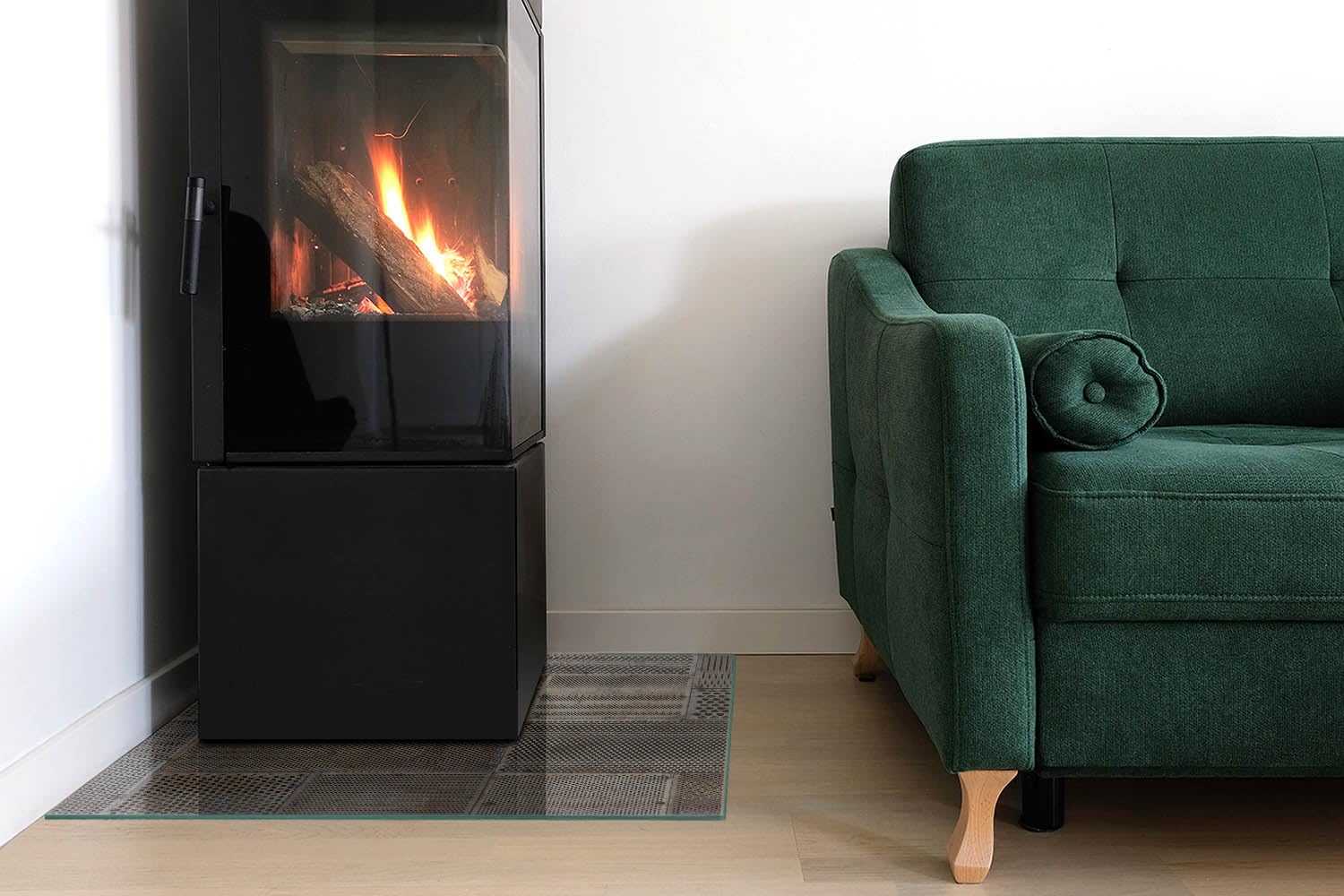 Piastra per camino e stufa 60x60 cm Resistente alle Alte Temperature Resistente a Scintille Design Elegante Protezione del Pavimento di Vetro Temperato Quadrato - Modello di lamiera forata