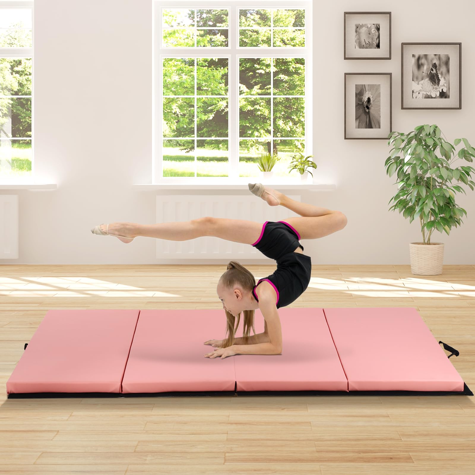 Thick Gymnastics Exercise Mat, 4'x8'x2 Extra Thick High Density Anti-Tear Folding Tumbling Mats Gymnastics for Home, Gym Mat for MMA, Stretching Yoga Cheerleading Martial Arts