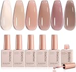 Beetles Jelly Gel Huile Polish ensemble 6 Couleurs Neutre Sheer Blanc laiteux Nu Rose Gel Polish Kit Translucide Trempage au large de Uv Nail Gel Dons de manucure Diy pour filles femmes