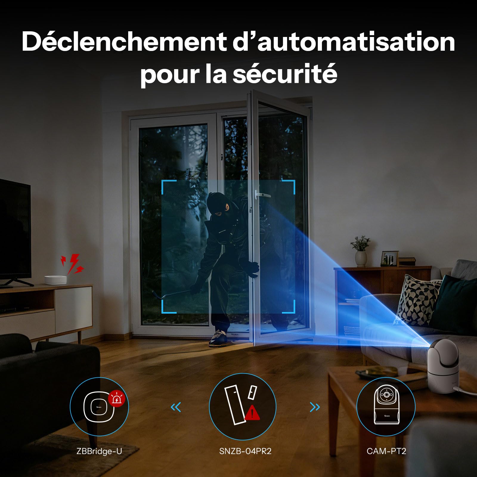 SONOFF SenseGuard DW Gen2 SNZB-04PR2 Capteur de contact pour porte et fenêtre Zigbee, Surveillance ouverture/fermeture, Anti-sabotage, Alerte par téléphone, Alarme de sécurité pour la maison