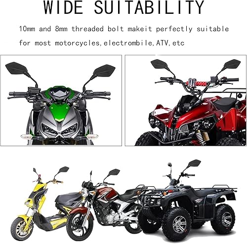 Miniatura 8 de MAMIKO Espejos Retrovisores Universales de Motocicleta para Perno Roscado M8 M10 Soporte de Espejo Double Take Compatible con Motocicleta Scooter