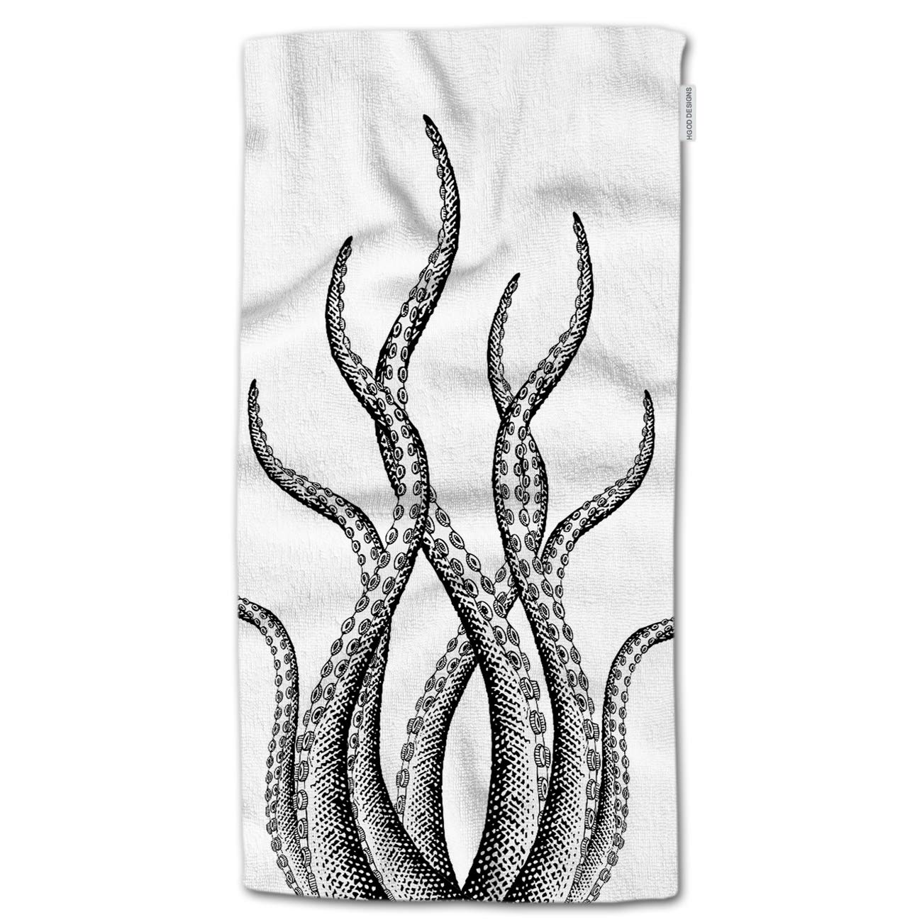 HGOD DESIGNSOctopus Tentacle Hand Towels Deep Sea Monster Ocean Squid Animal Grey Foot Soft Hand Towel for Bathroom Kitchen Yoga Gym Decorative Towels 15"X30"