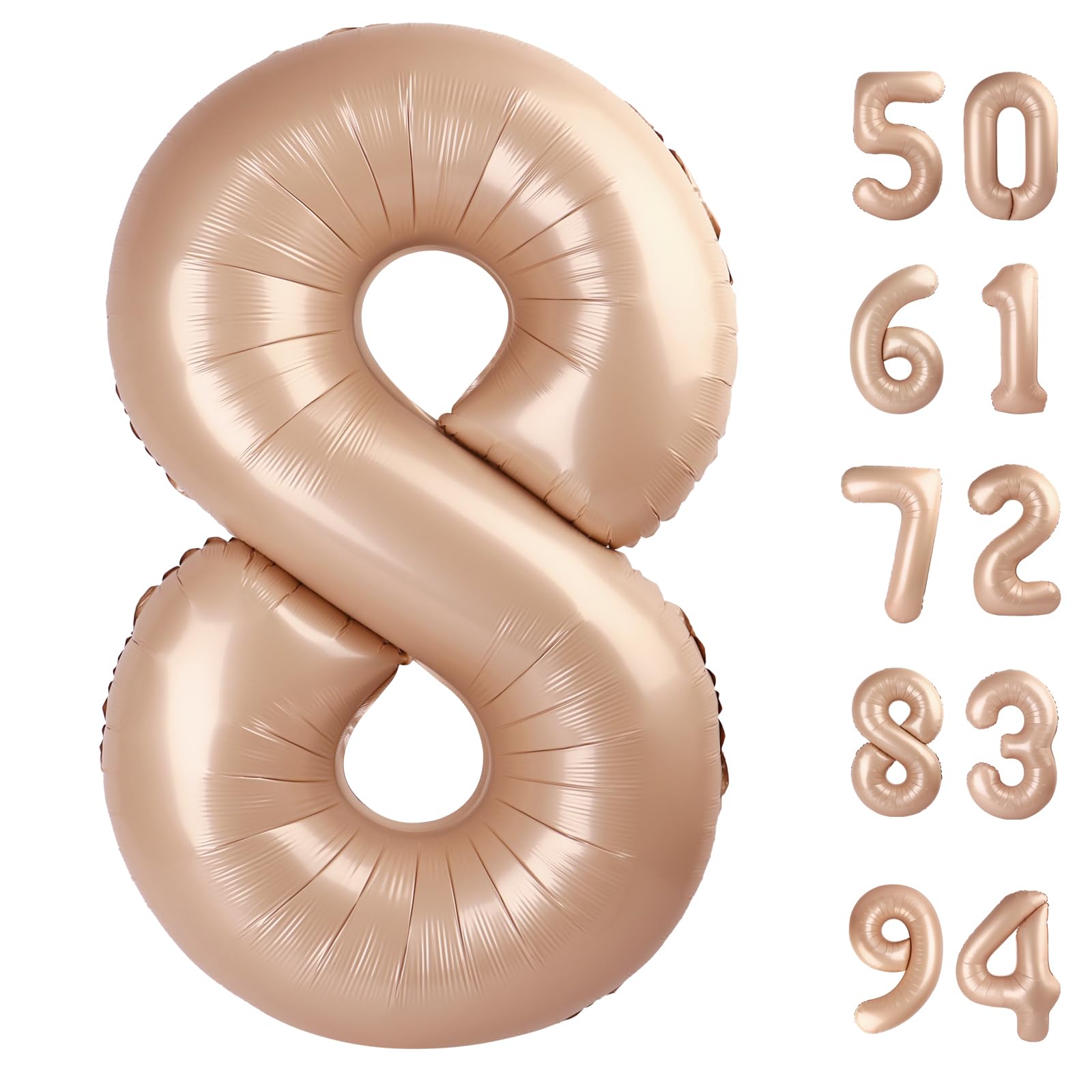 Light Brown 8 Balloon, Tan Number Balloons 40 Inch, 8th Beige Birthday Decorations for Boys Girls, Sandy Brown Birthday Balloons, Khaki Party Supplies
