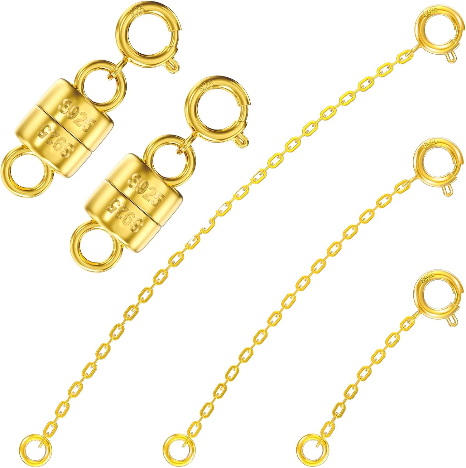 14K Gold Plated 925 Sterling Silver Necklace Extender and Magnetic Clasps for Necklaces,Bracelet Extender Jewelry Extension with Magnetic Necklace Clasps and Closures - Amazon product rated Grade B